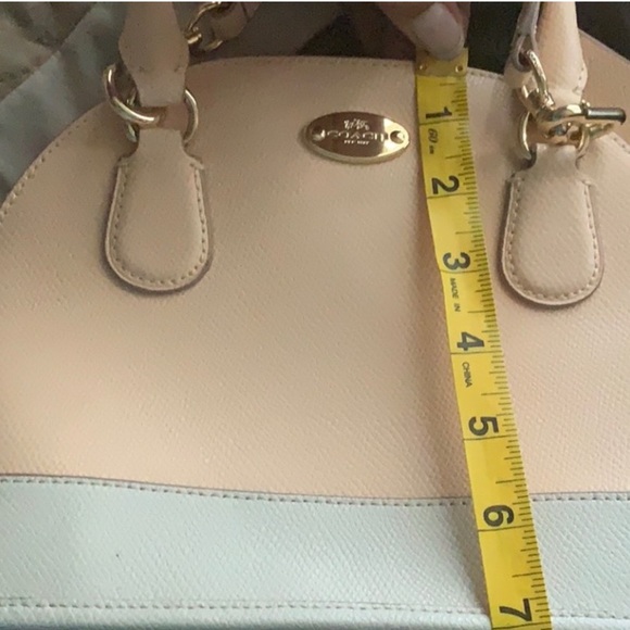 Coach Cora Domed Apricot/Chalk Leather Satchel - Picture 3 of 6